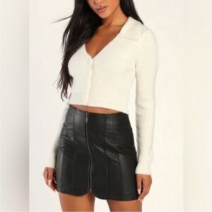Free People- Black Leather Skirt